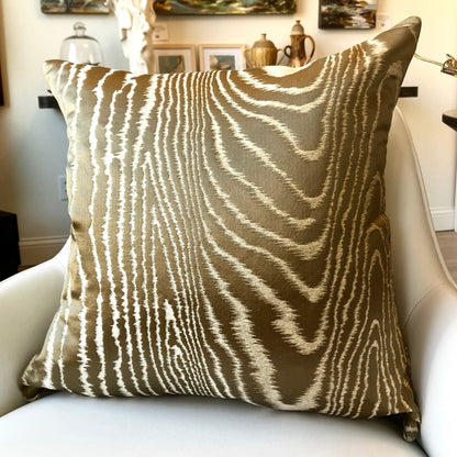 Bronze Faux Bois Throw Pillow by Schumacher