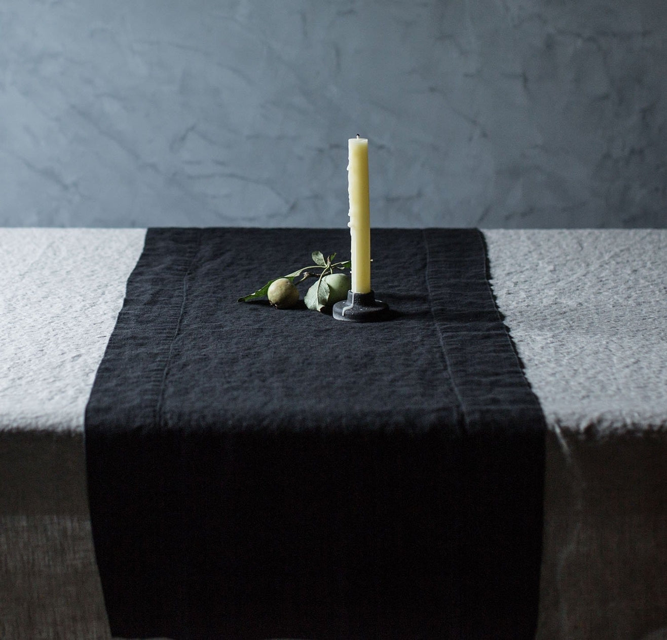 Black 6 Foot Table Runner in European Linen by Rough Linen