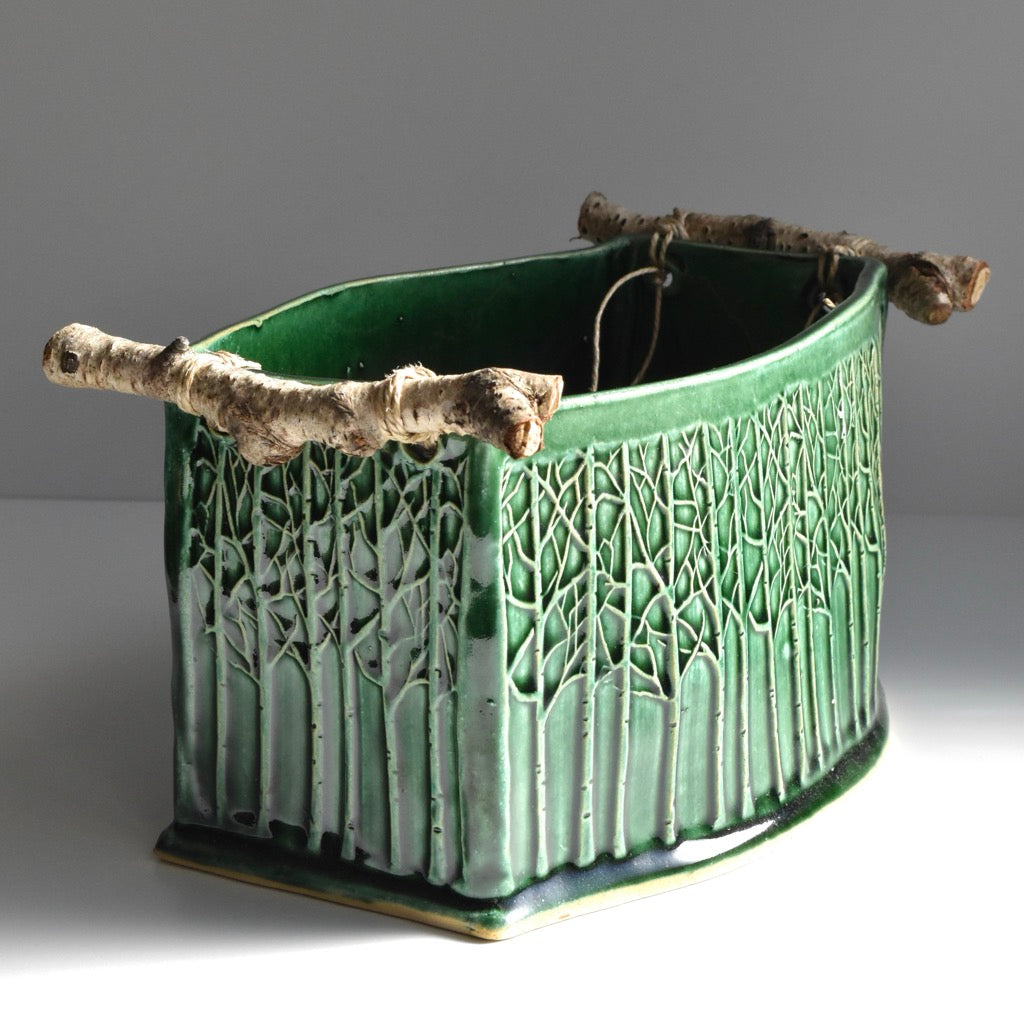 Green Rectangular Tree Basket by Jan Toscano