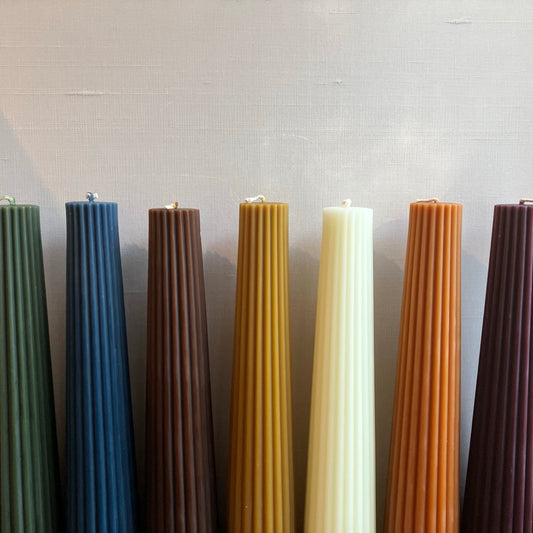 Fluted Pillar Beeswax Candle by Greentree Home Candle