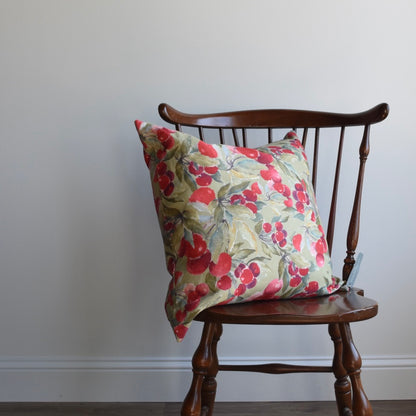 Decorative 100% Linen Pillow in Green Cherry by Glass Muriel