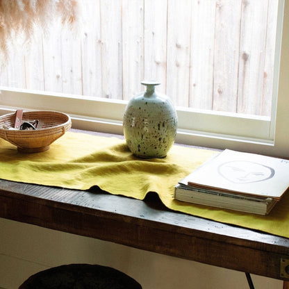 Pear 6 Foot Table Runner in European Linen by Rough Linen