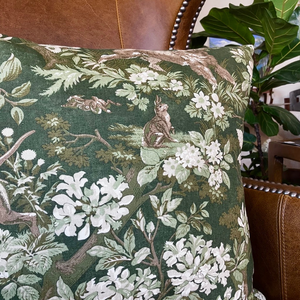 Hound Meadow Throw Pillow by Schumacher