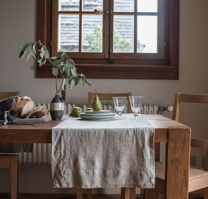 Natural 8 Foot Table Runner in European Linen by Rough Linen