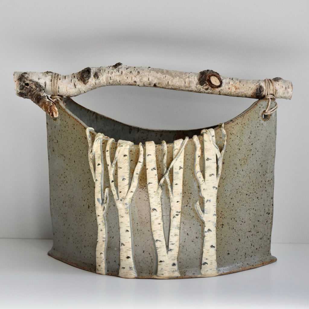 Gray Large Birch Basket by Jan Toscano