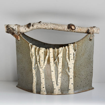 Gray Large Birch Basket by Jan Toscano