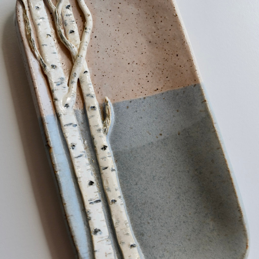 Extra Small Birch Dish in Light Blue and Sand by Jan Toscano