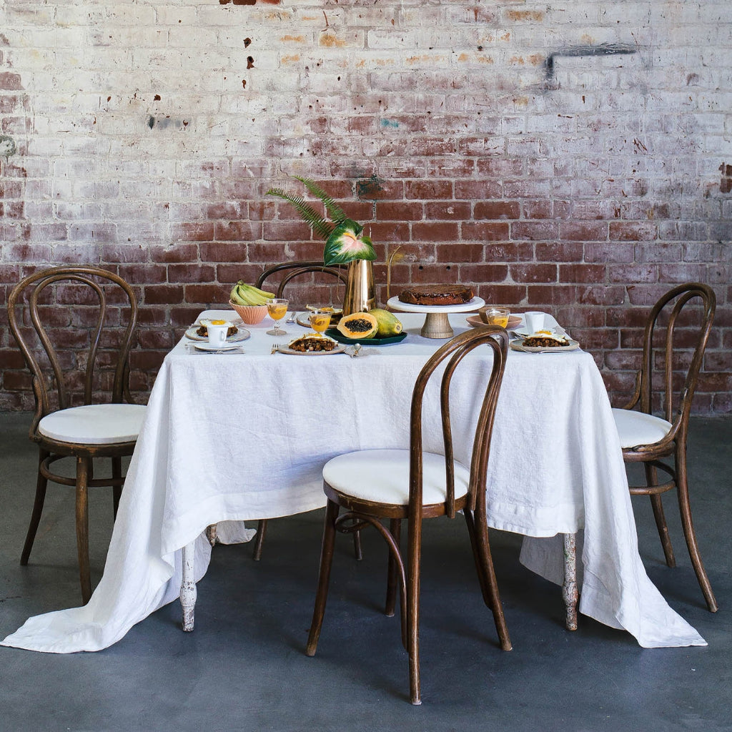 Off White Rectangular Tablecloth by Rough Linen