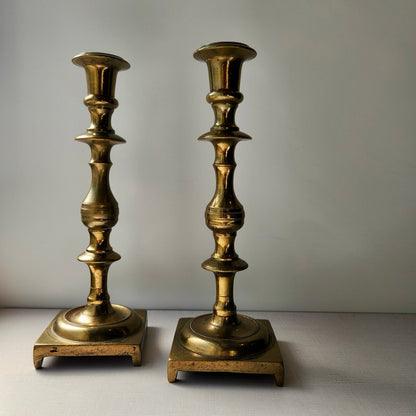 Found Solid 19th Century Style Brass Candlestick Pair