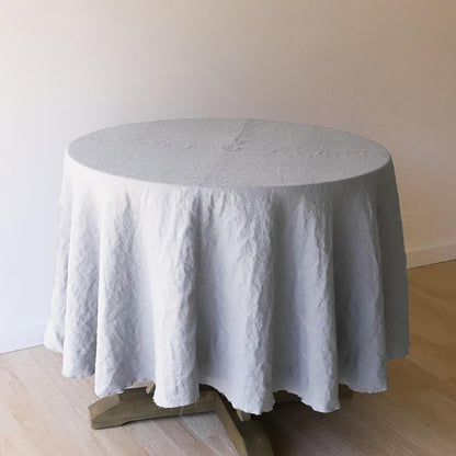 Fog Round Tablecloth in European Linen by Rough Linen