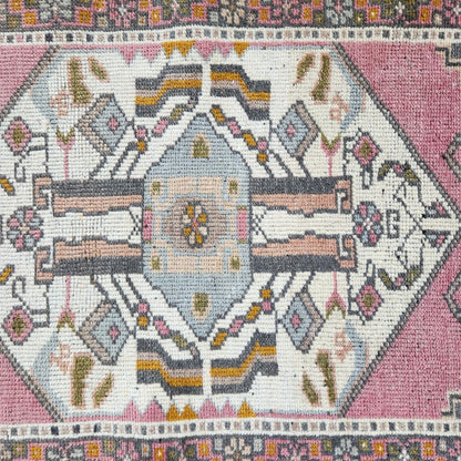 Vintage Hand Knotted Rug in Pink, Gray, & Orange by Tara Dennis Design