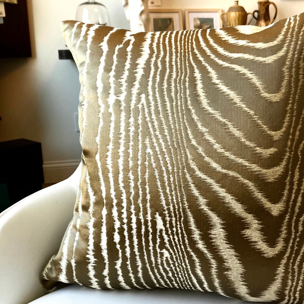Bronze Faux Bois Throw Pillow by Schumacher