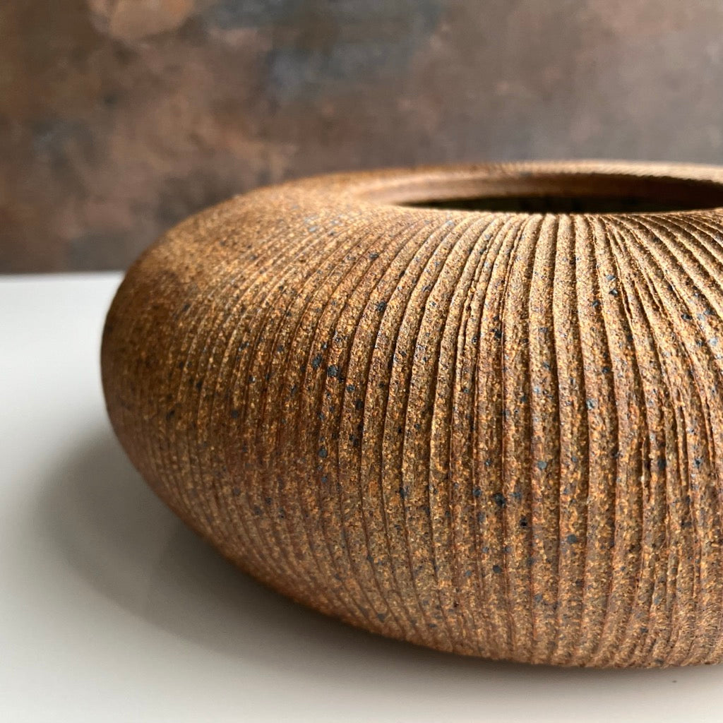 Sandstone Ribbed Ikebana Vase by Sombra