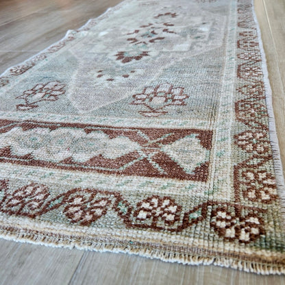 Vintage Hand Knotted Rug in Brown, Grey, and Blue by Tara Dennis Design