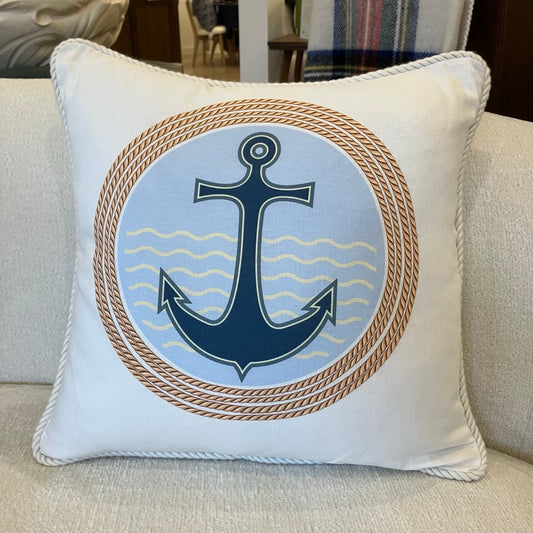 Decorator Pillow in Vintage Nautical Anchor by Ox Bow Decor