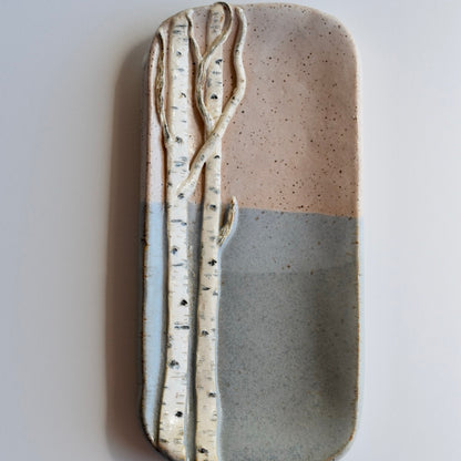 Extra Small Birch Dish in Light Blue and Sand by Jan Toscano