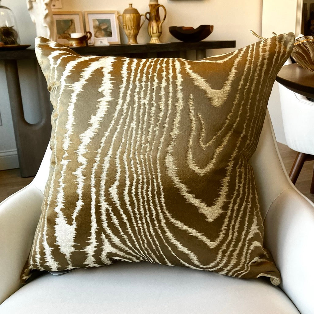Bronze Faux Bois Throw Pillow by Schumacher