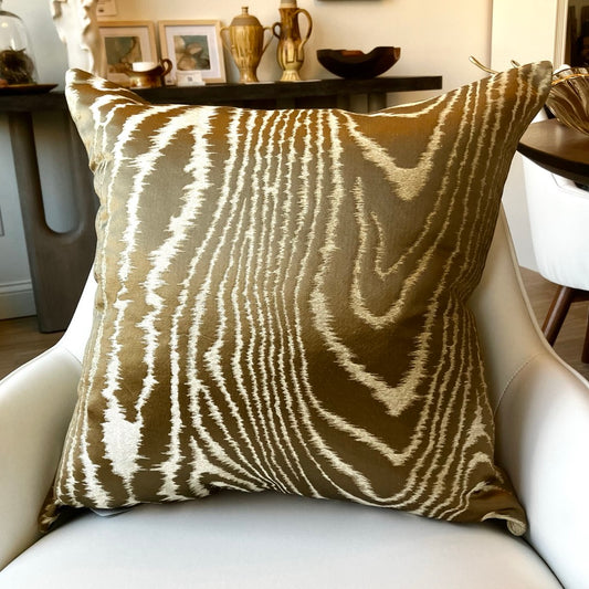 Bronze Faux Bois Throw Pillow by Schumacher