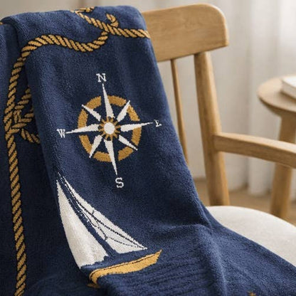 Nautical Sailboats Throw Blanket by In2Green