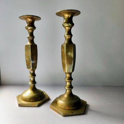 Found Retro Inspired Brass Candlestick Pair