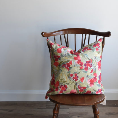 Decorative 100% Linen Pillow in Green Cherry by Glass Muriel