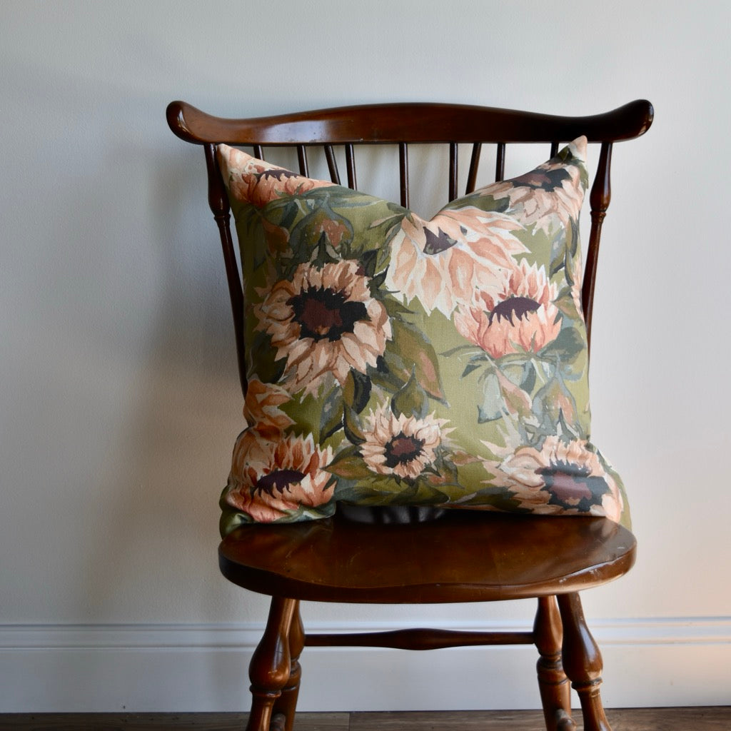 Decorative 100% Linen Pillow in Sunflowers by Glass Muriel