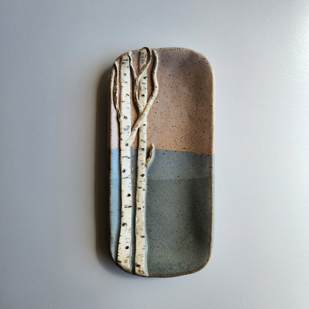 Extra Small Birch Dish in Light Blue and Sand by Jan Toscano