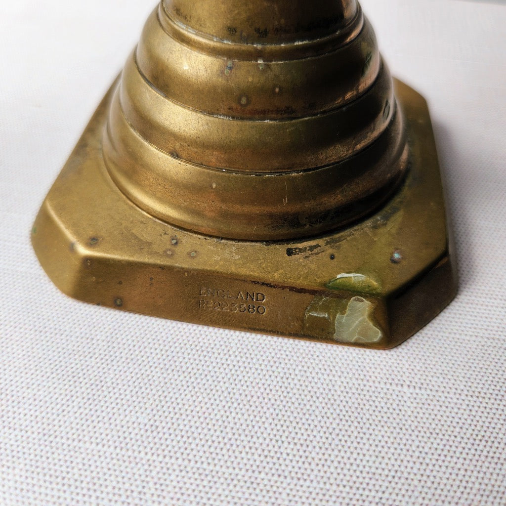 Found Antique Victorian Brass Candlestick Pair