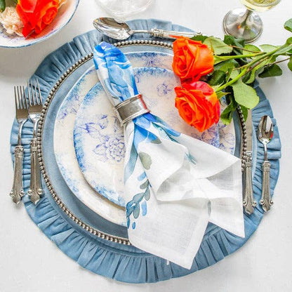 Blue Floral Watercolor Large Napkin by Arte Italica & Crown Linen Designs