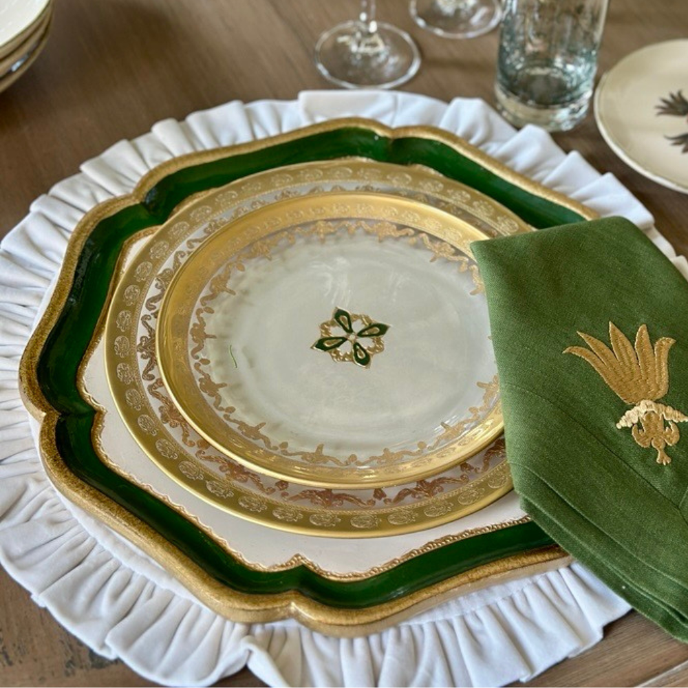 Florentino Baroque Wooden Charger by Arte Italica & Crown Linen Designs