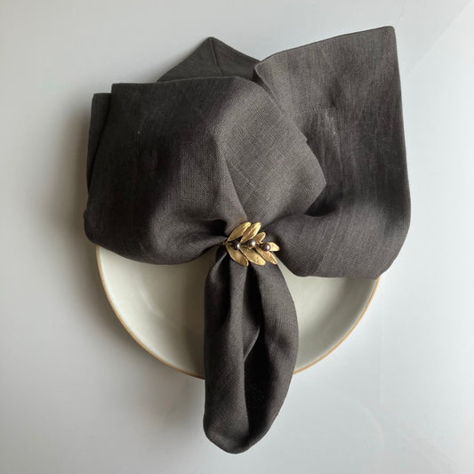 Linen Napkin in Charcoal by Rough Linen