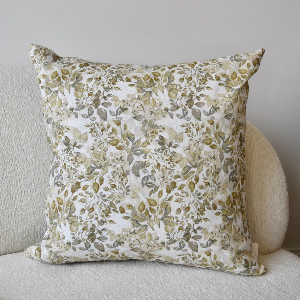 Decorative 100% Linen Pillow in Butterfly Branches White by Glass Muriel
