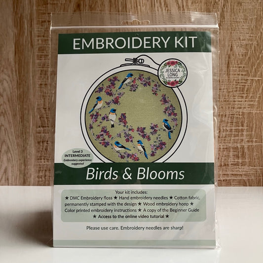 Birds and Blooms Embroidery Kit By Jessica Long Embroidery