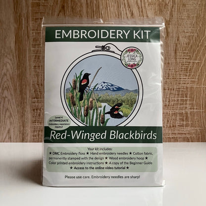Red-Winged Blackbirds Embroidery Kit By Jessica Long Embroidery