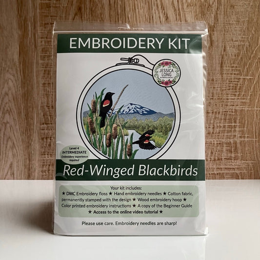 Red-Winged Blackbirds Embroidery Kit By Jessica Long Embroidery