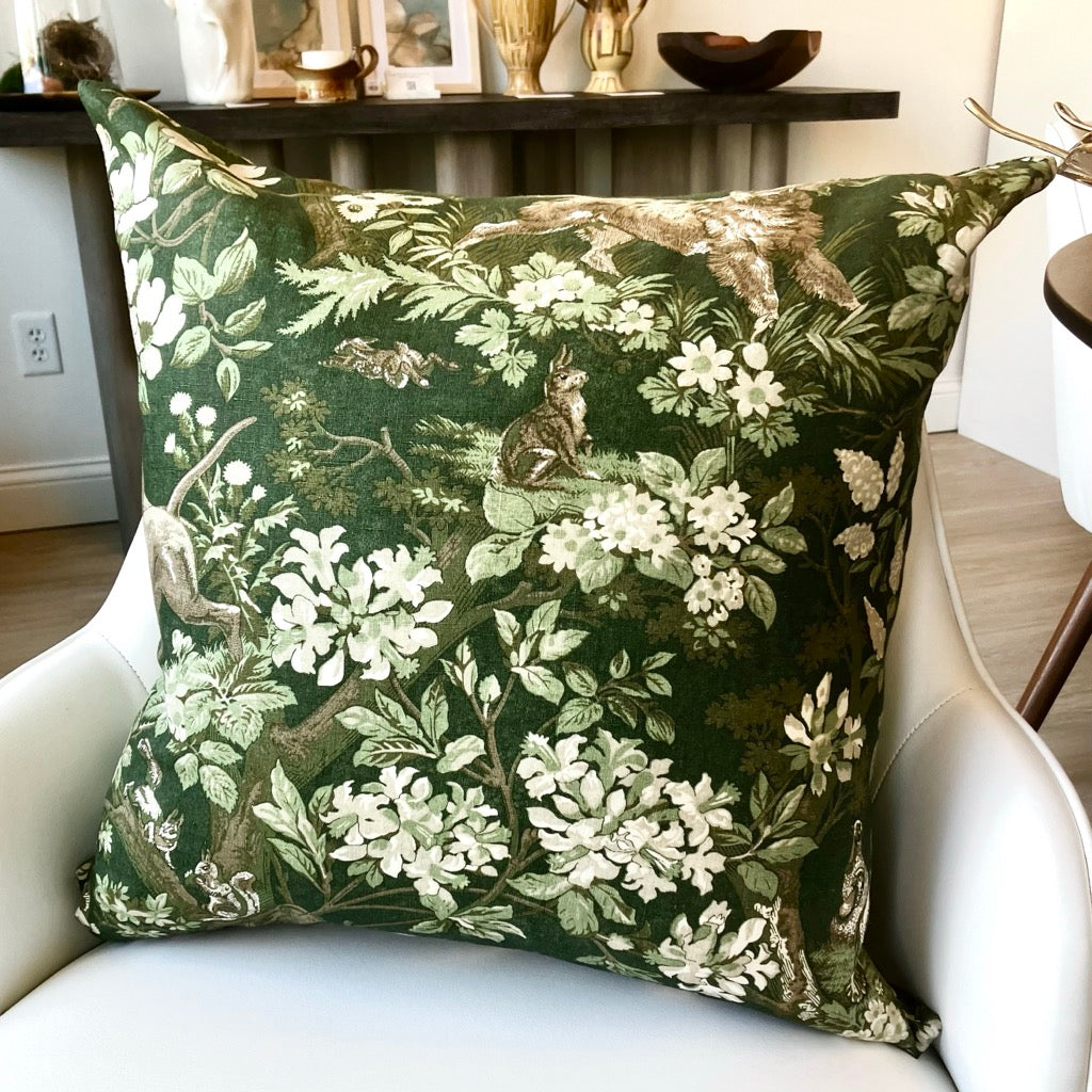 Hound Meadow Throw Pillow by Schumacher