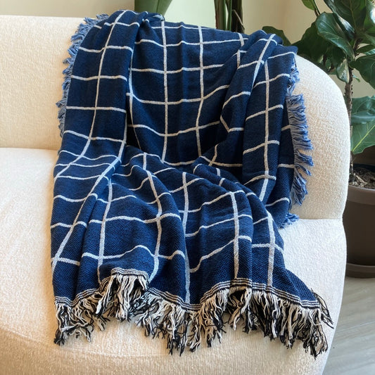 Greer Throw Blanket in Lapis By Kindly Woven