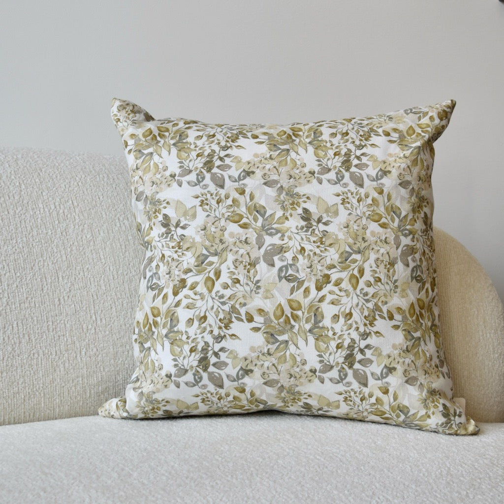 Decorative 100% Linen Pillow in Butterfly Branches White by Glass Muriel