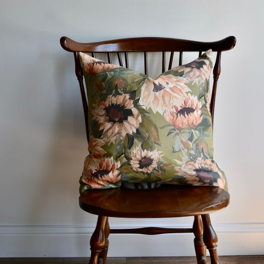 Decorative 100% Linen Pillow in Sunflowers by Glass Muriel
