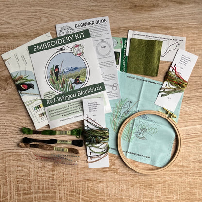 Red-Winged Blackbirds Embroidery Kit By Jessica Long Embroidery