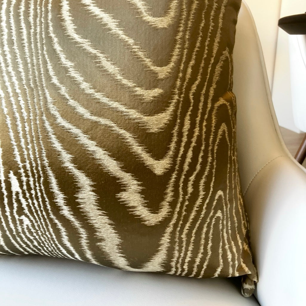 Bronze Faux Bois Throw Pillow by Schumacher