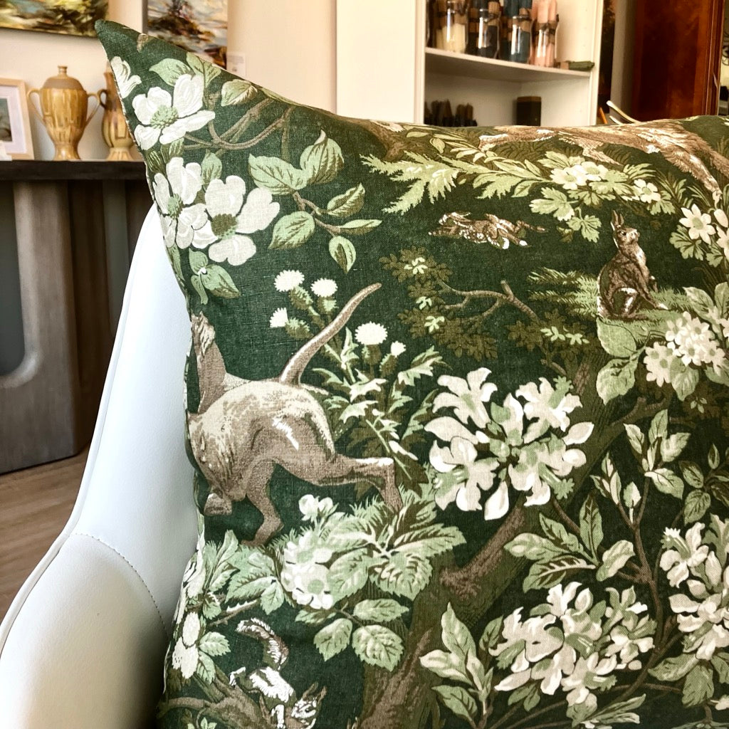 Hound Meadow Throw Pillow by Schumacher