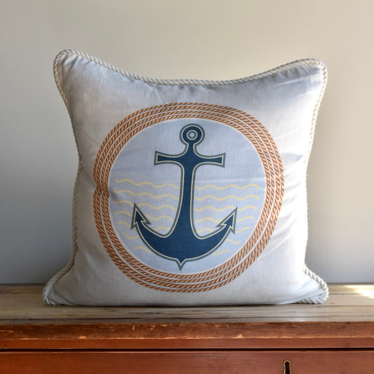 Decorator Pillow in Vintage Nautical Anchor by Ox Bow Decor