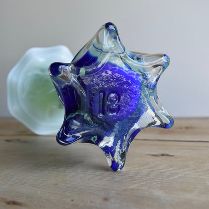 Vintage Green and Blue “Jack in the Pulpit” Glass Vase