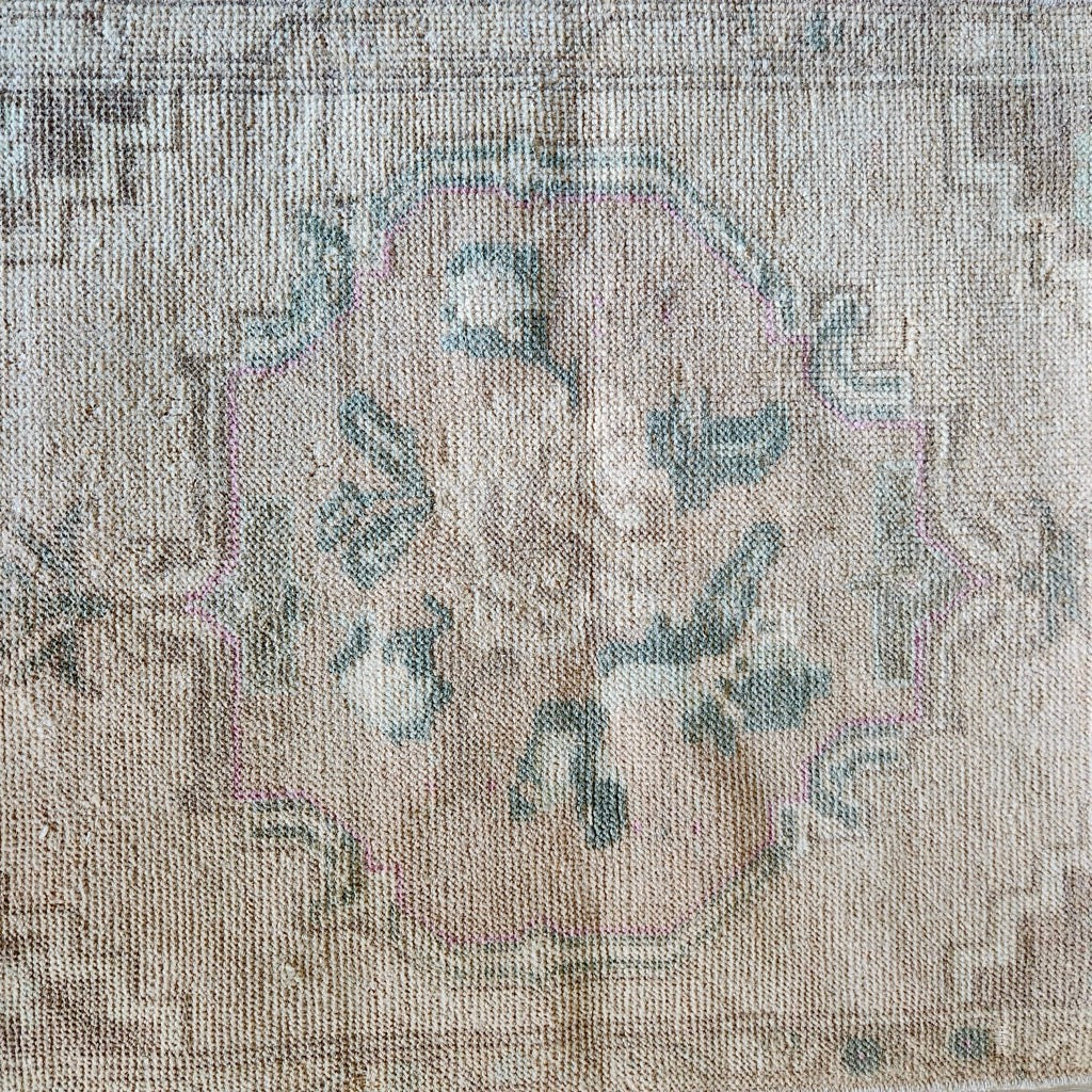 Vintage Hand Knotted Rug in Peach and Beige Rose by Tara Dennis Design