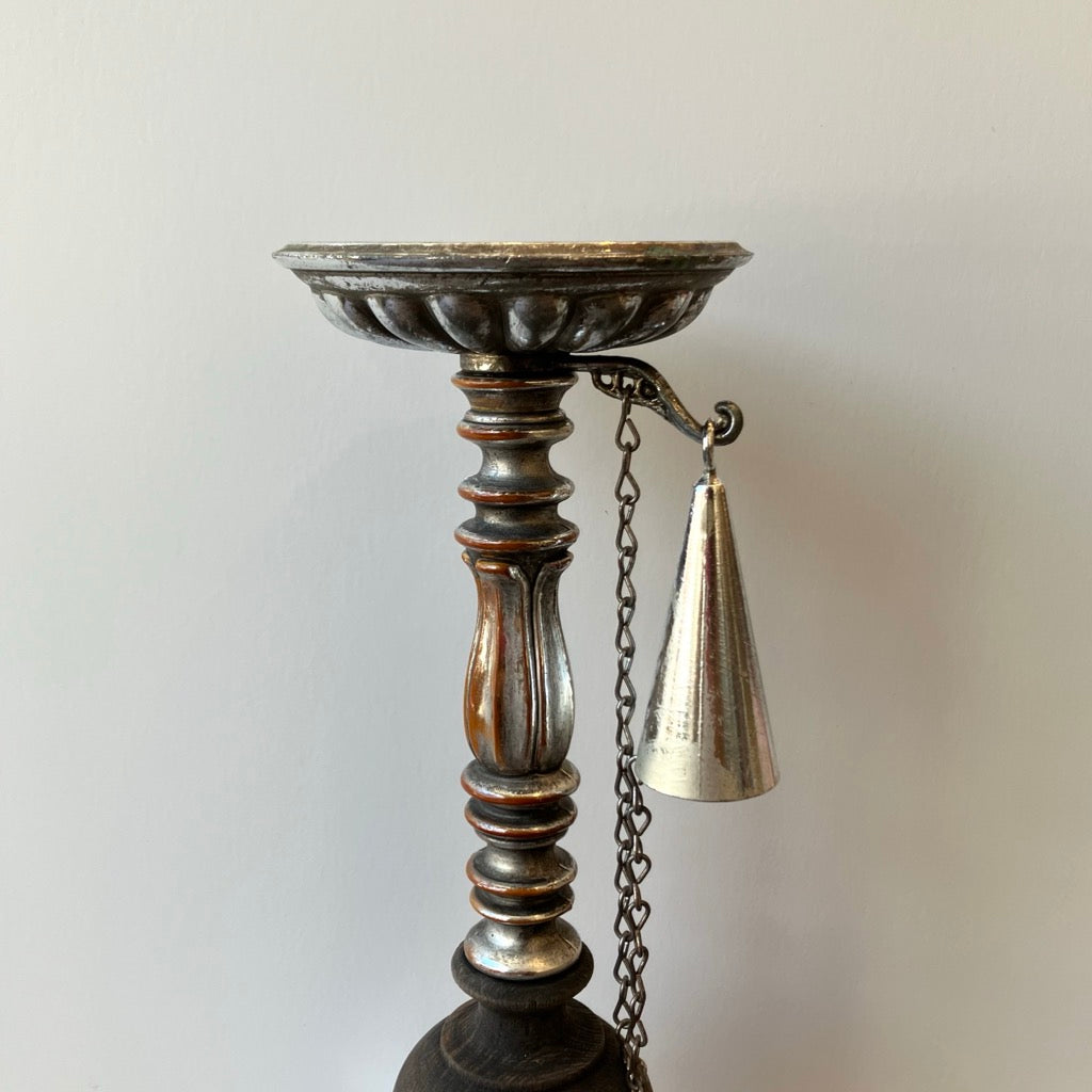 Dilly Metal and Wood Pillar Candle Holder with Snuffer