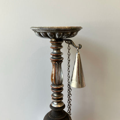 Dilly Metal and Wood Pillar Candle Holder with Snuffer