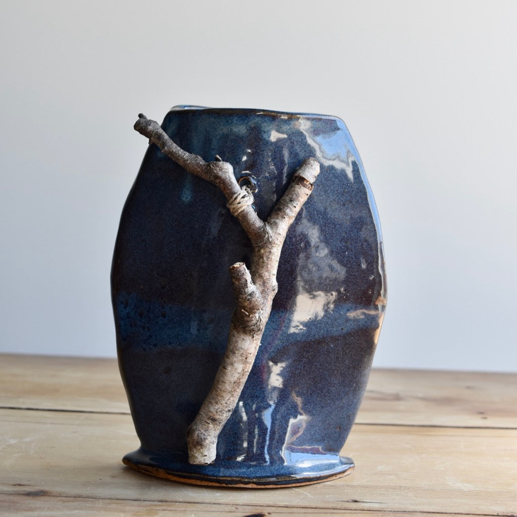 Blue Birch Vase by Jan Toscano
