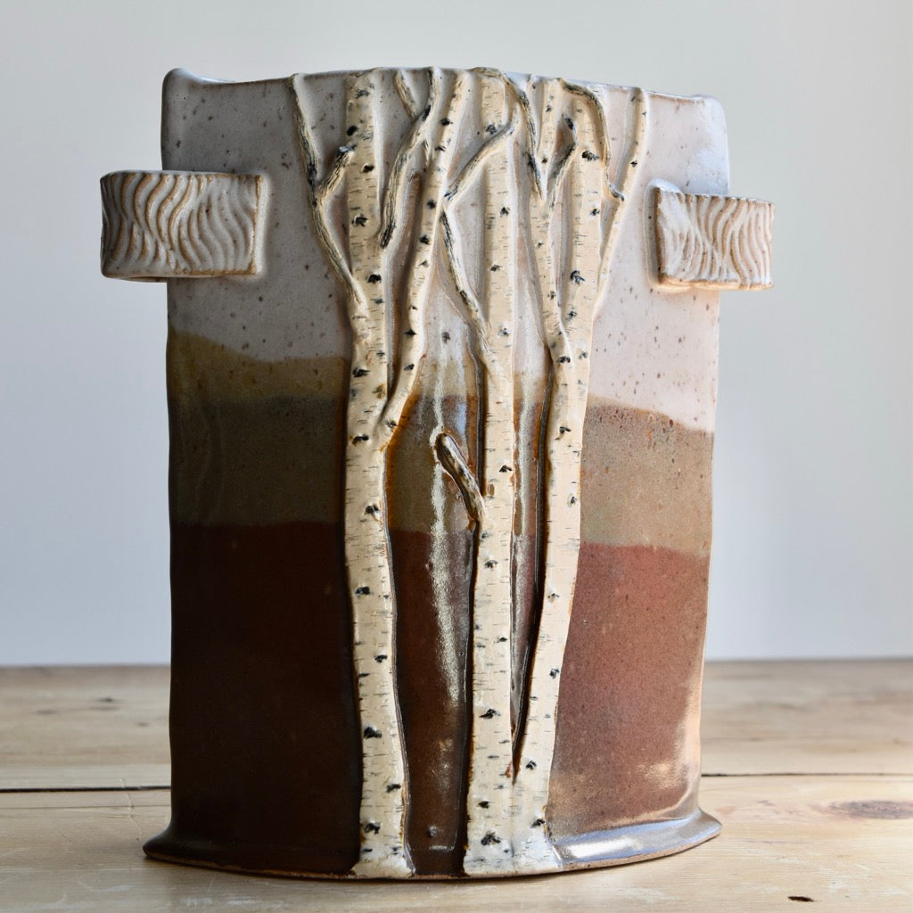 Oval Birch Vase by Jan Toscano