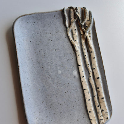 Small Light Blue Birch Dish by Jan Toscano